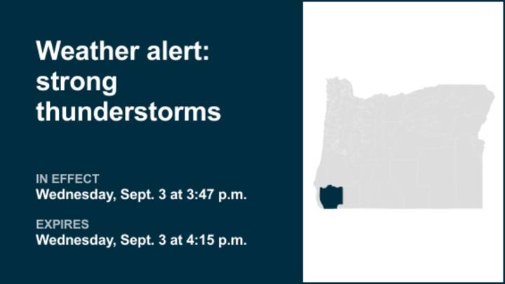 Update: Thunderstorms with pea-sized hail in Eastern Curry County and Josephine County Wednesday