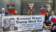 Supporters gather to protest Kimmel suspension