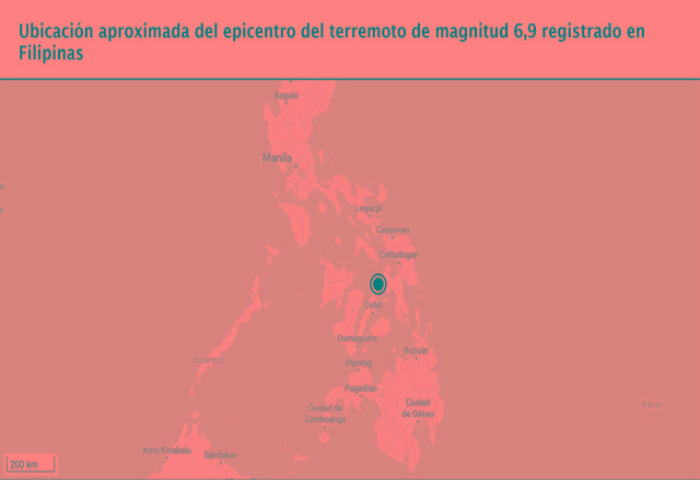 Un fuerte terremoto de magnitud 6,9 sacude al centro de Filipinas