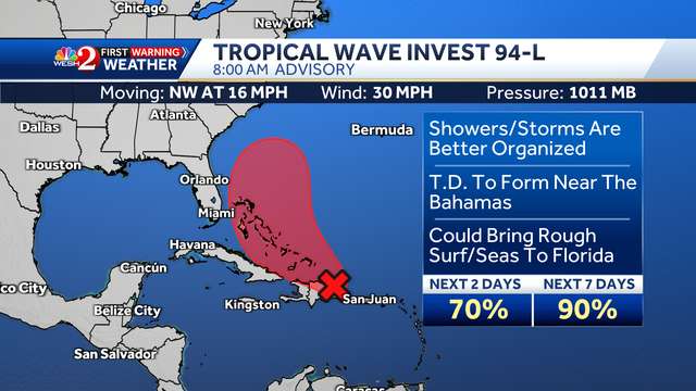 Invest 94-L: Tropical depression likely to form