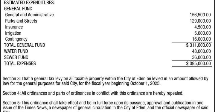 CITY OF EDEN - Ad from 2025