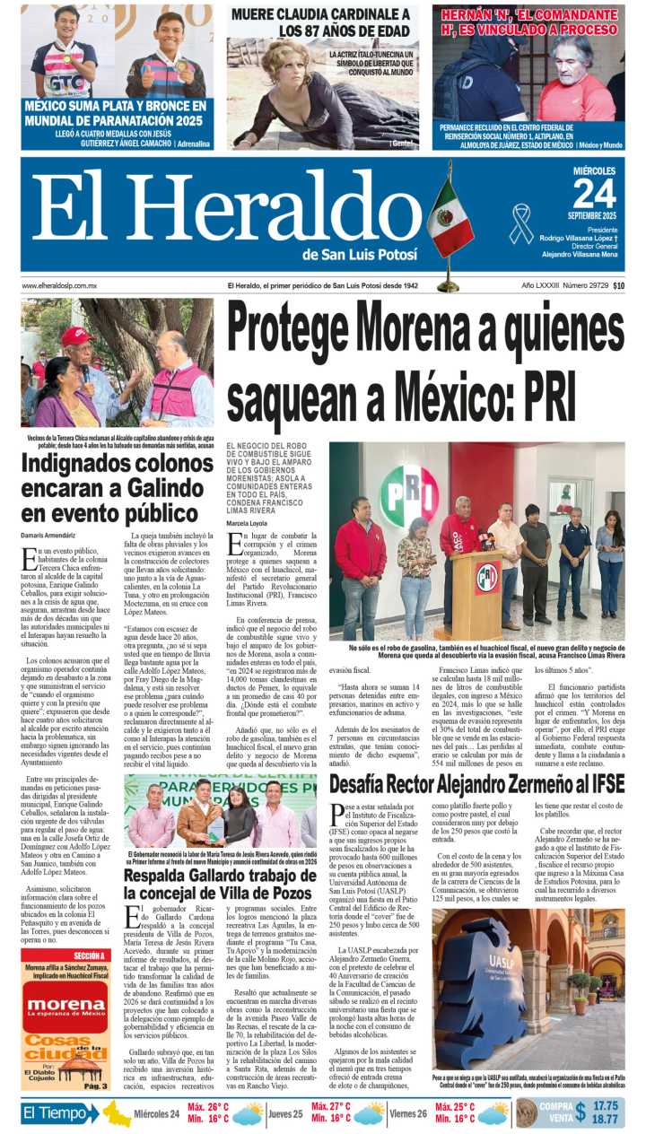 Edición impresa 24 de septiembre de 2025