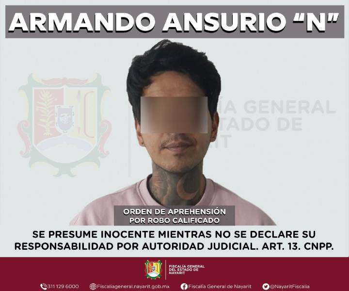 ARMANDO ANSURIO “N” FUE APREHENDIDO EN TEPIC POR LA AIC