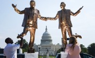 New Statue of Trump and Epstein Appears in Washington, D.C.