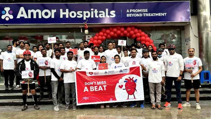 Amor Hospitals Hosts A Walkathon & Cardio Awareness Camp To Mark World Heart Day