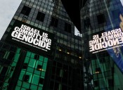 Advocacy groups call for European ban on Israel football team and players in Times Square billboard