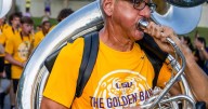 Retired accountant is hitting a high note: He's joined Louisiana State University's marching band