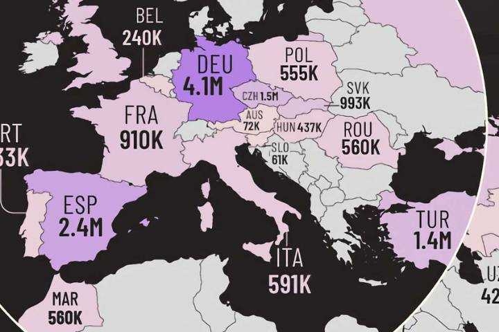 Los principales países fabricantes de coches, expuestos en un demoledor mapa que muestra el dominio asiático