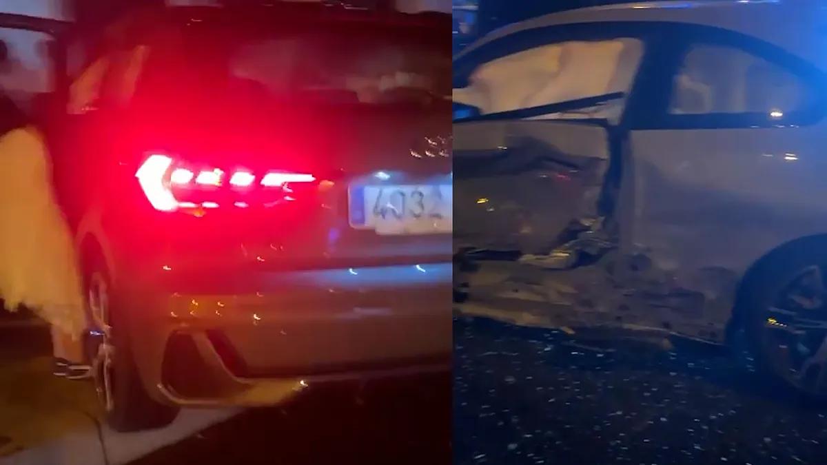 Aparatoso accidente de tráfico de madrugada en la calle Serrano con seis heridos y un coche subido a la acera: uno de los vehículos arrolló a dos peatones
