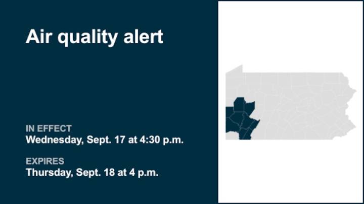 Air quality alert for Southwest Pa. Thursday