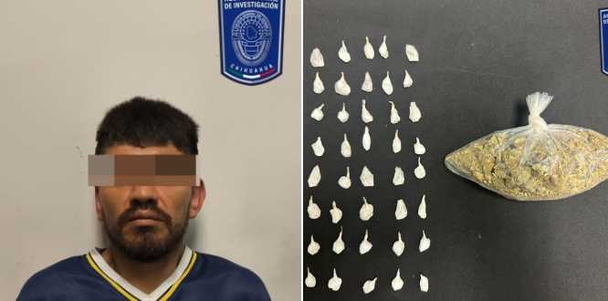 Detiene Centro de Operaciones Estratégicas a masculino en posesión de marihuana y metanfetamina
