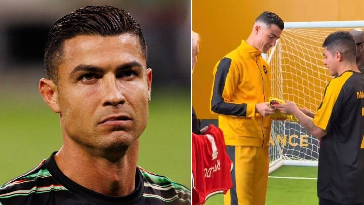 Así reaccionó Cristiano Ronaldo tras recibir una camiseta de la Selección Colombia; hay video