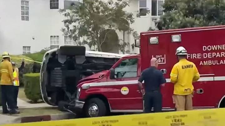 Downey Library stabbing: suspect arrested; stolen ambulance chase ends in Alhambra crash