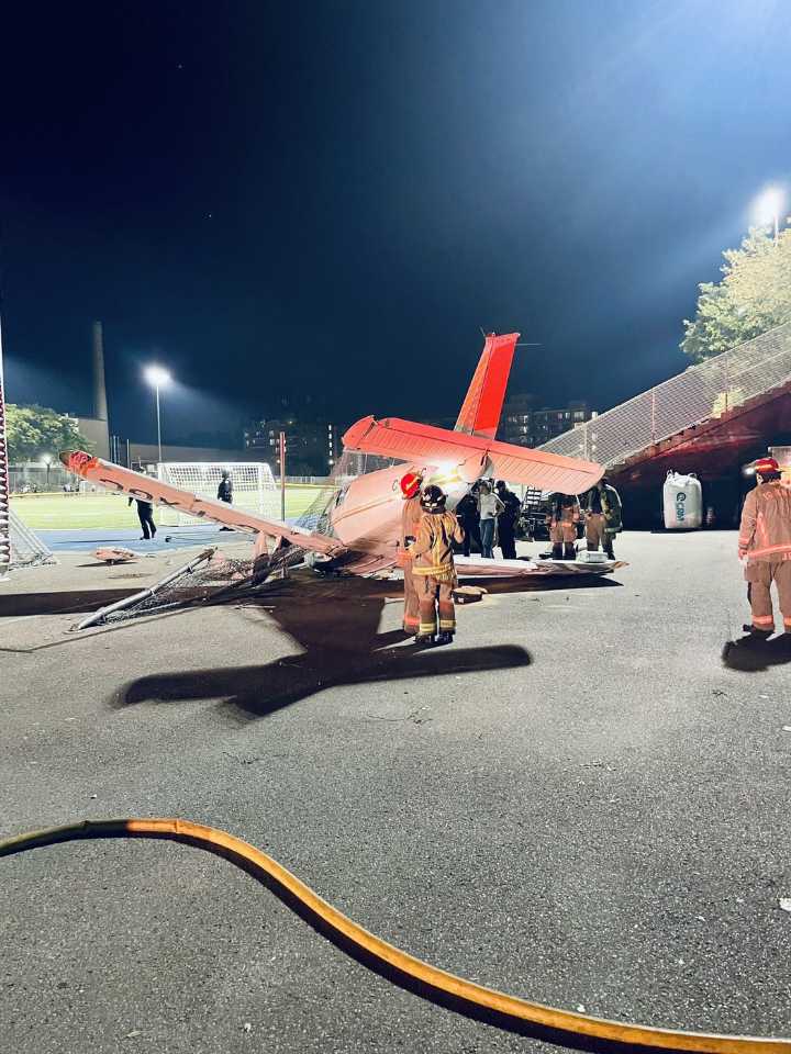No injuries reported after plane crash near sports pitch at Toronto high school