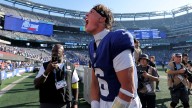 Giants’ Brian Daboll pounds on Jaxson Dart’s chest after beating Chargers
