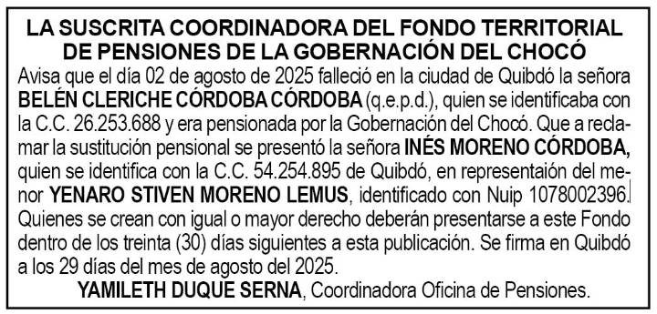 Edicto Belén Cleriche Córdoba Córdoba