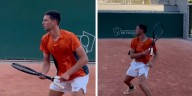 La raqueta de doble mango de un tenista que abrió un intenso debate en el mundo del deporte