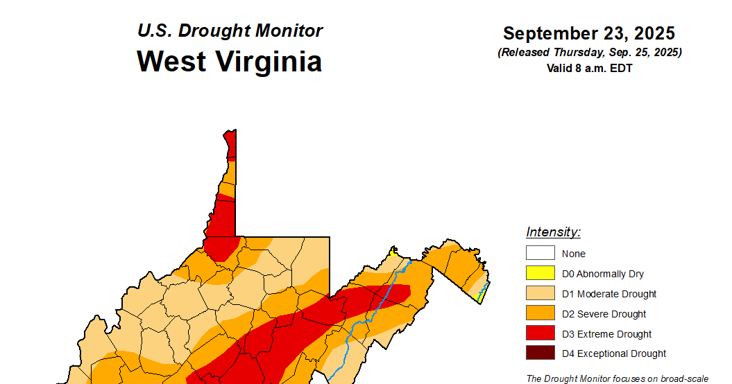 West Virginia counties eligible for federal emergency loan assistance for drought
