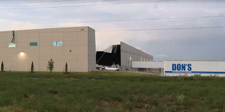 Severe weather slams North Texas injuring 1, damaging warehouse, flipping trucks
