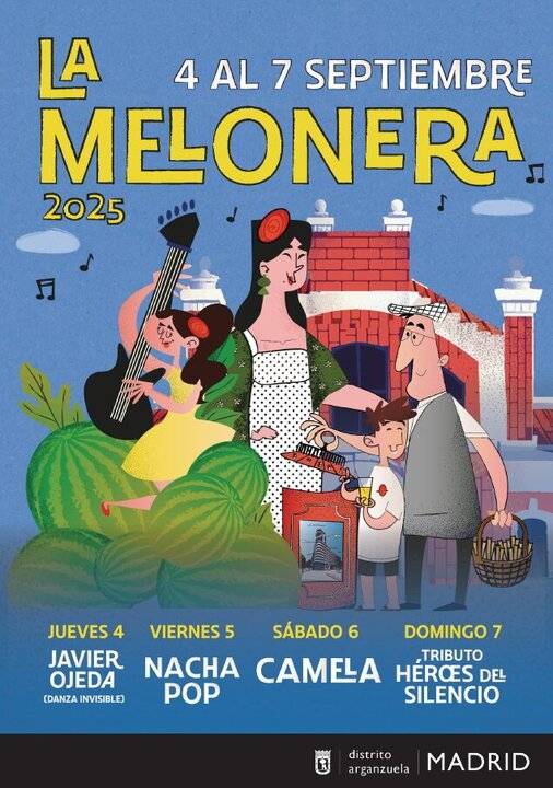 Todo sobre las Fiestas de La Melonera 2025: Camela y Nacha Pop gratis en Madrid Río