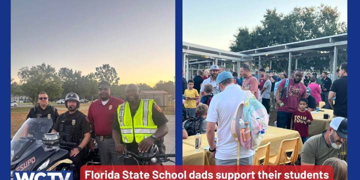 Florida State School dads support their students with annual walking school bus event