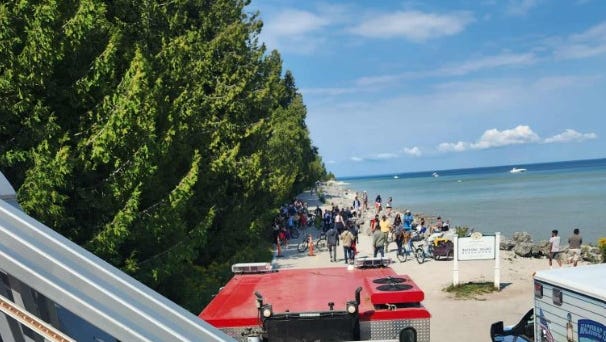 Firefighters rescue man who fell down Mackinac Island cliff Sunday