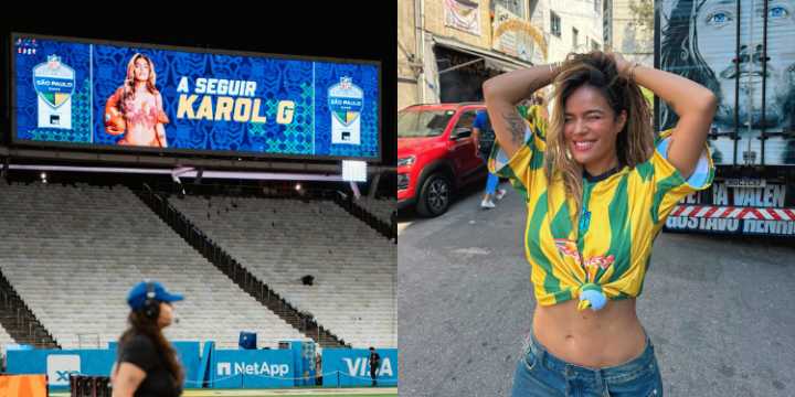 Karol G puso brillo tropical al medio tiempo en la NFL de Brasil