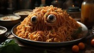 Fideos con ojos y pizzas momia: Recetas fáciles en microondas para Halloween