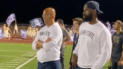 Watch Penn State coach James Franklin arrive at Appoquinimink game