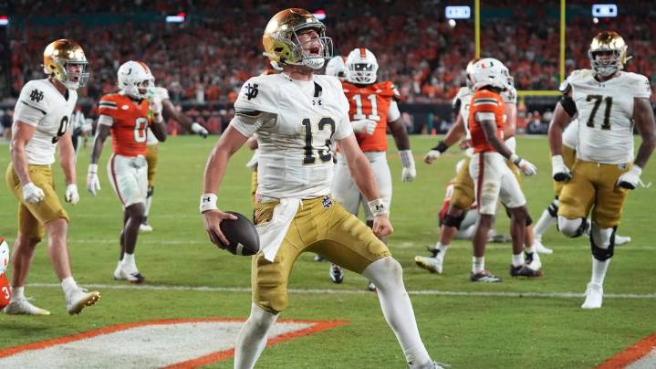 No. 8 Notre Dame turning CJ Carr loose against No. 16 Texas A&M