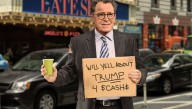 Disheveled Colbert Seen Holding Up Cardboard Sign 'Will Yell About Trump For Cash'