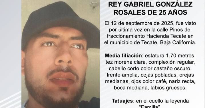 Se busca a Rey Gabriel González Rosales de 25 años