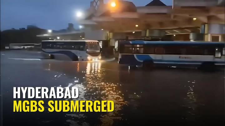 Video: Hyderabad’s MGBS Submerged as Musi River Overflows, Strands Thousands