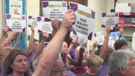 Walnut Township teachers, supporters pack school board meeting to call for fair contract