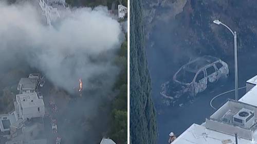 Firefighters, sprinklers save Hollywood Hills homes from burning
