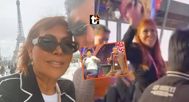 Magaly se roba el show en la presentación de Jorge Luna y Ricardo Mendoza en la Torre Eiffel La urraca se hizo presente en el espectáculo de sus “sobrinos” y los asistentes aplaudieron cuando la viero