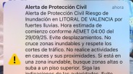 Emergencias envía un ES-Alert a Valencia y Castellón por fuertes lluvias hoy y mañana