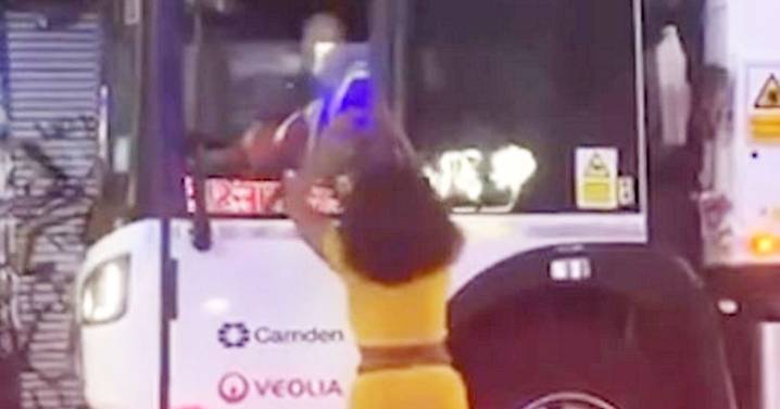 Video shows woman attacking bin crew, tearing off wipers, and tries to climb into cab