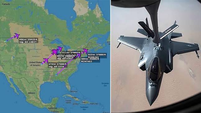 Mystery fleet of US tanker jets fly to the UK ahead of top secret military meeting