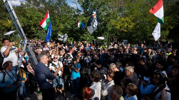 Protesters rally at an opulent Hungarian estate linked to Prime Minister Viktor Orbán