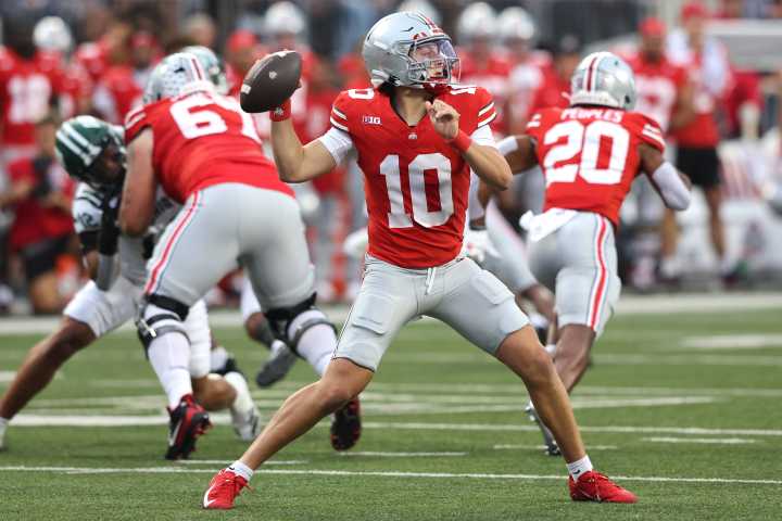 In-State Rivalry Game Pressure Gets to Julian Sayin & Jeremiah Smith as OSU Could Lose Top AP Poll Spot Julian Sayin's poor play may not cost them the win today, but it could take away Ohio State's sp