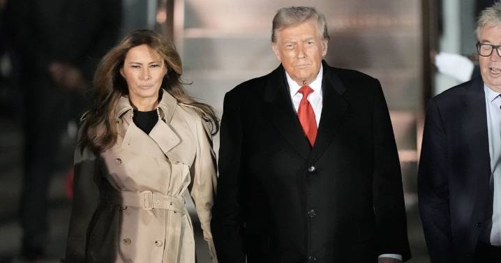 Melania and Donald Trump's rare display of affection as they land for UK visit