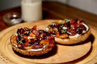 Try these roasted plums with cream on a savoury bagel