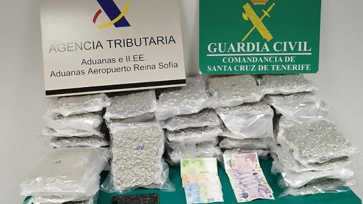 38 paquetes y un destino: La Guardia Civil frustra un alijo de 21.565 gramos de marihuana en Tenerife Sur