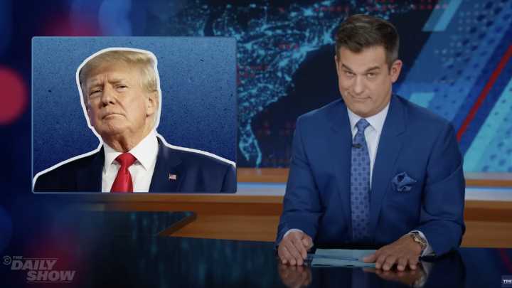 The Daily Show takes aim at Trumps alleged birthday letter to Epstein with a parody ad