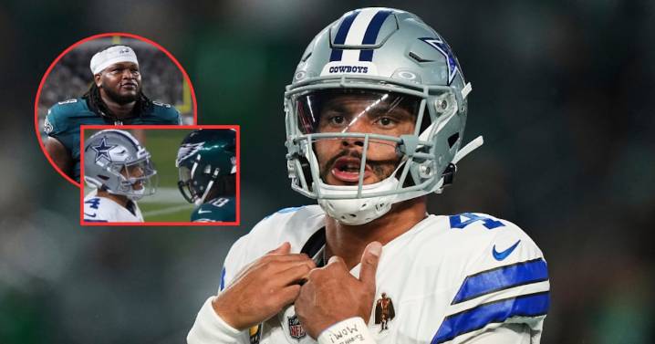 Jalen Carter escupe en la cara de Dak Prescott y se va expulsado en la primer jugada del partido (VIDEO)