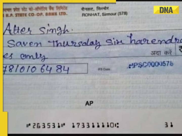 Himachal govt school principal's cheque spelling blunder goes viral: 'Saven Thur