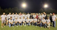 Halftime ceremony during opening week win honors 1995 state champion football teams from Le Roy and Cal