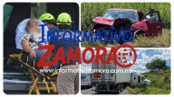 Choque de auto y trailer deja una mujer lesionada