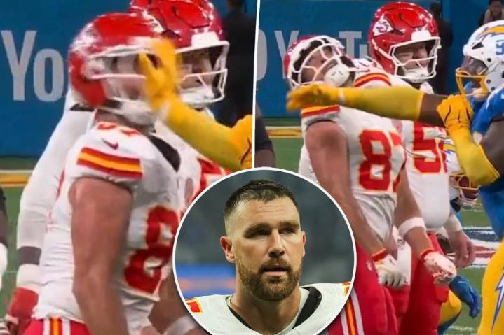 Travis Kelce slapped by Chargers player in shocking moment at Chiefs game in Brazil -